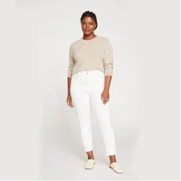 Universal Standard High Rise Skinny Denim Jeans Jean Pants Solid White Size 20 - Picture 2 of 10